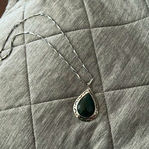 Silver necklace with stone